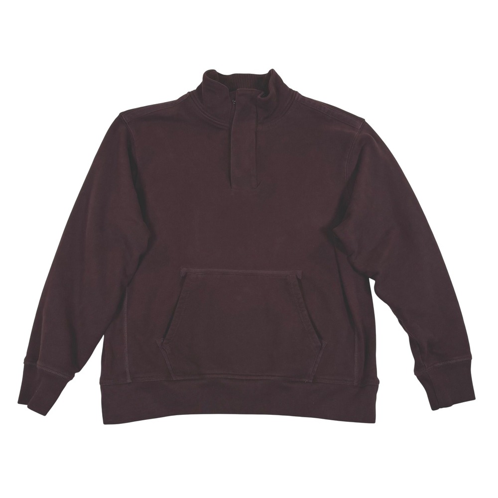 Gap Men Burgundy Quarter Zip Snap Collar Thick Sweatshirt Pullover Size XL